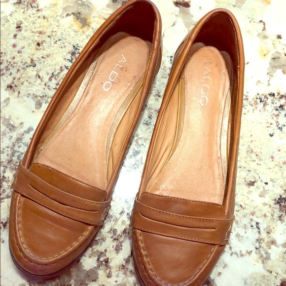 Aldo Penny Loafers Leather Ballet Flats - Picture 1 of 4
